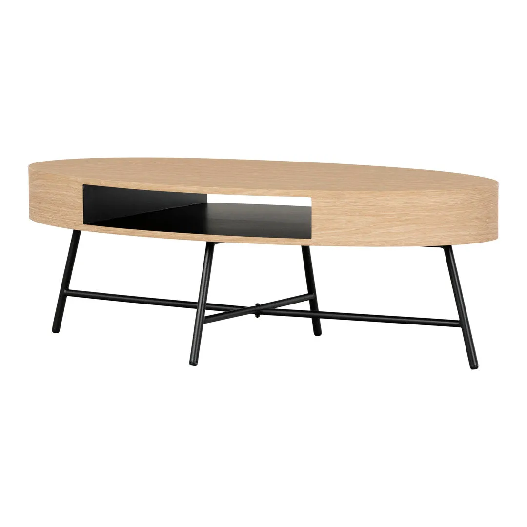Mezzy Oval Coffee Table Natural Acacia South Shore Table Top Color: Pale Oak