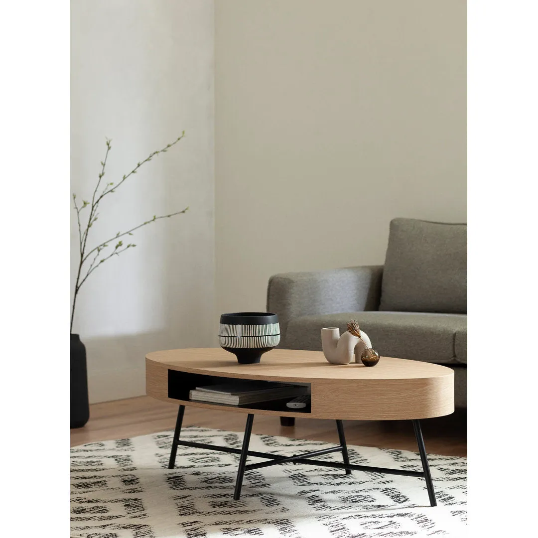 Mezzy Oval Coffee Table Natural Acacia South Shore Table Top Color: Pale Oak