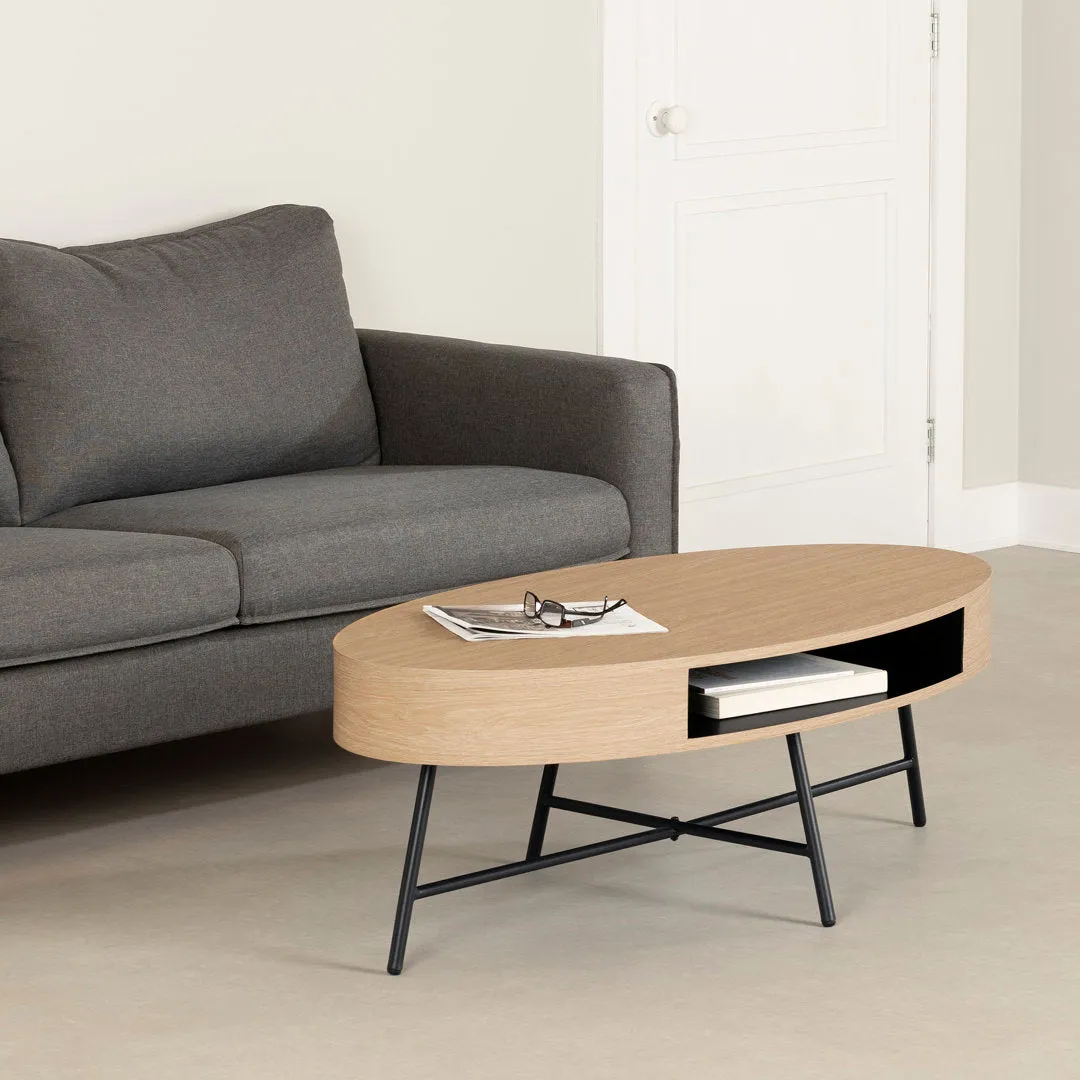 Mezzy Oval Coffee Table Natural Acacia South Shore Table Top Color: Pale Oak