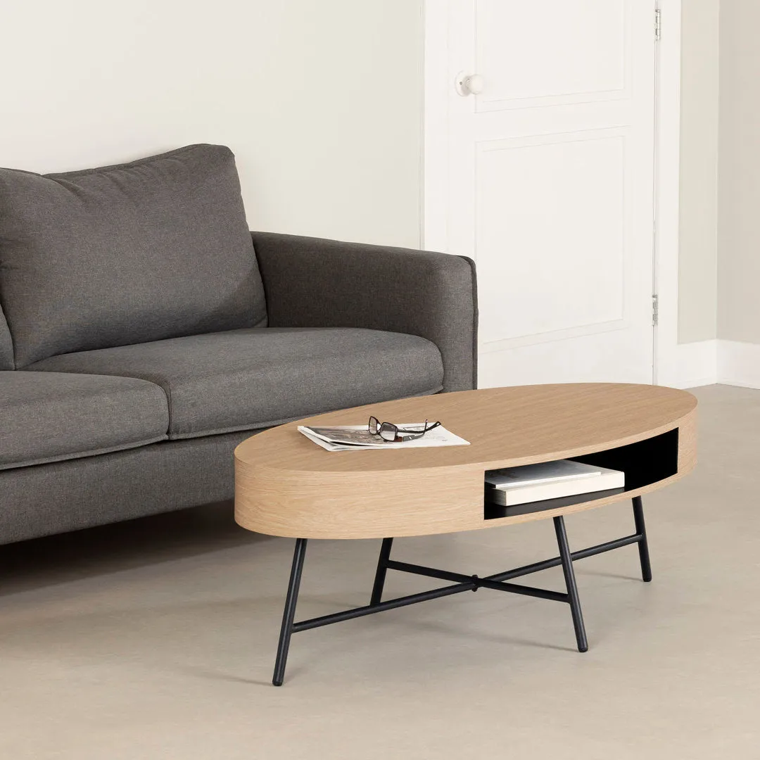 Mezzy Oval Coffee Table Natural Acacia South Shore Table Top Color: Pale Oak