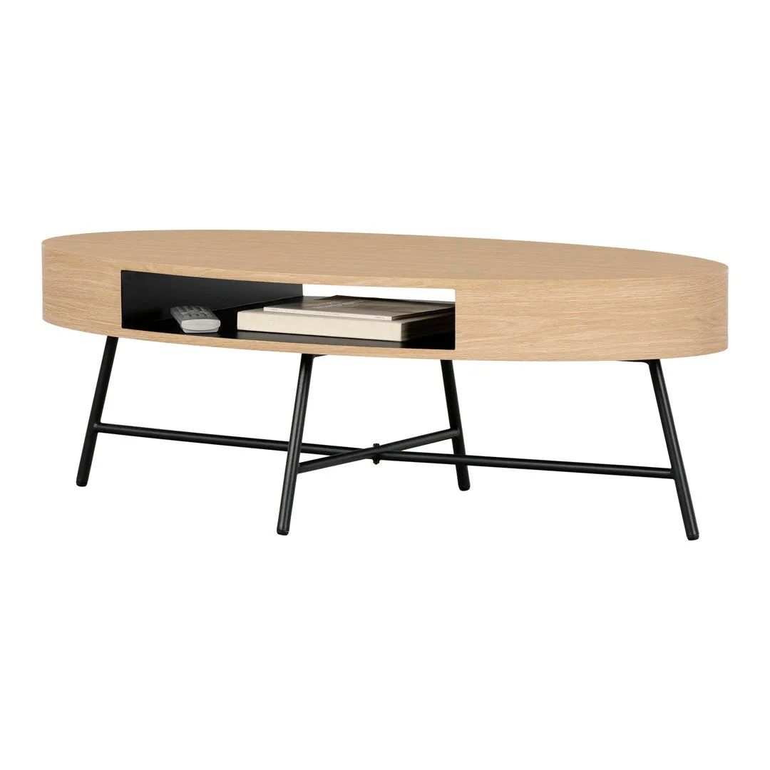 Mezzy Oval Coffee Table Natural Acacia South Shore Table Top Color: Pale Oak