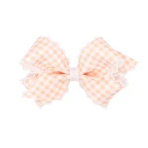 Mini Gingham w/Moonstitch Hair Bow on Clippie - 6 Colors