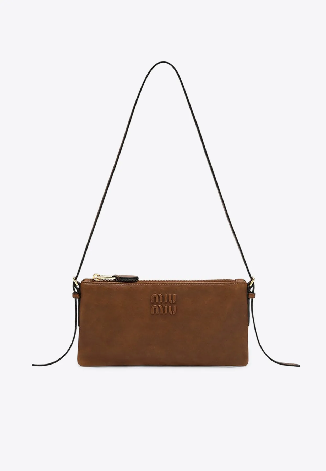 Mini Logo Embossed Leather Shoulder Bag