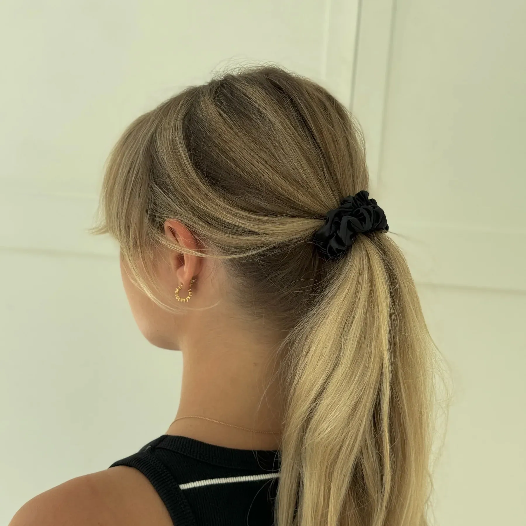 Mini Organic Silk Scrunchie BLACK