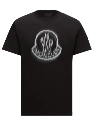 MONCLER Blurred Logo Cotton T-Shirt Black