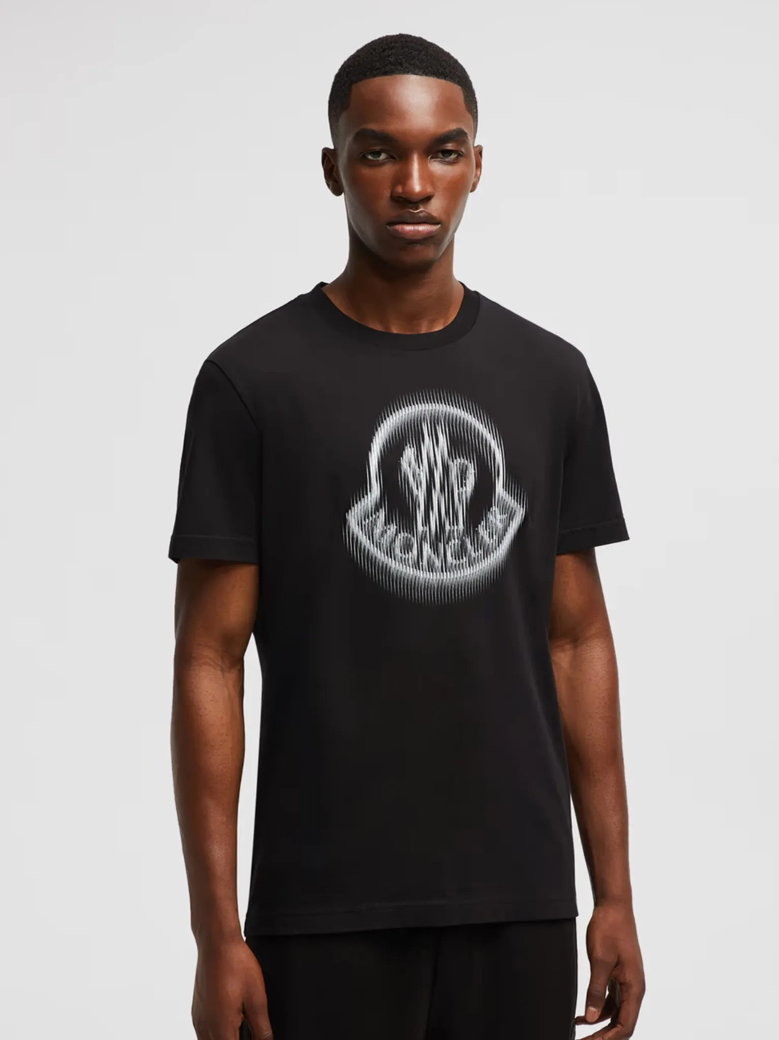 MONCLER Blurred Logo Cotton T-Shirt Black