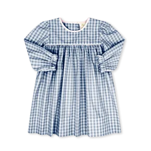 Mother May I Dress Long Sleeve - Stone Blue Check