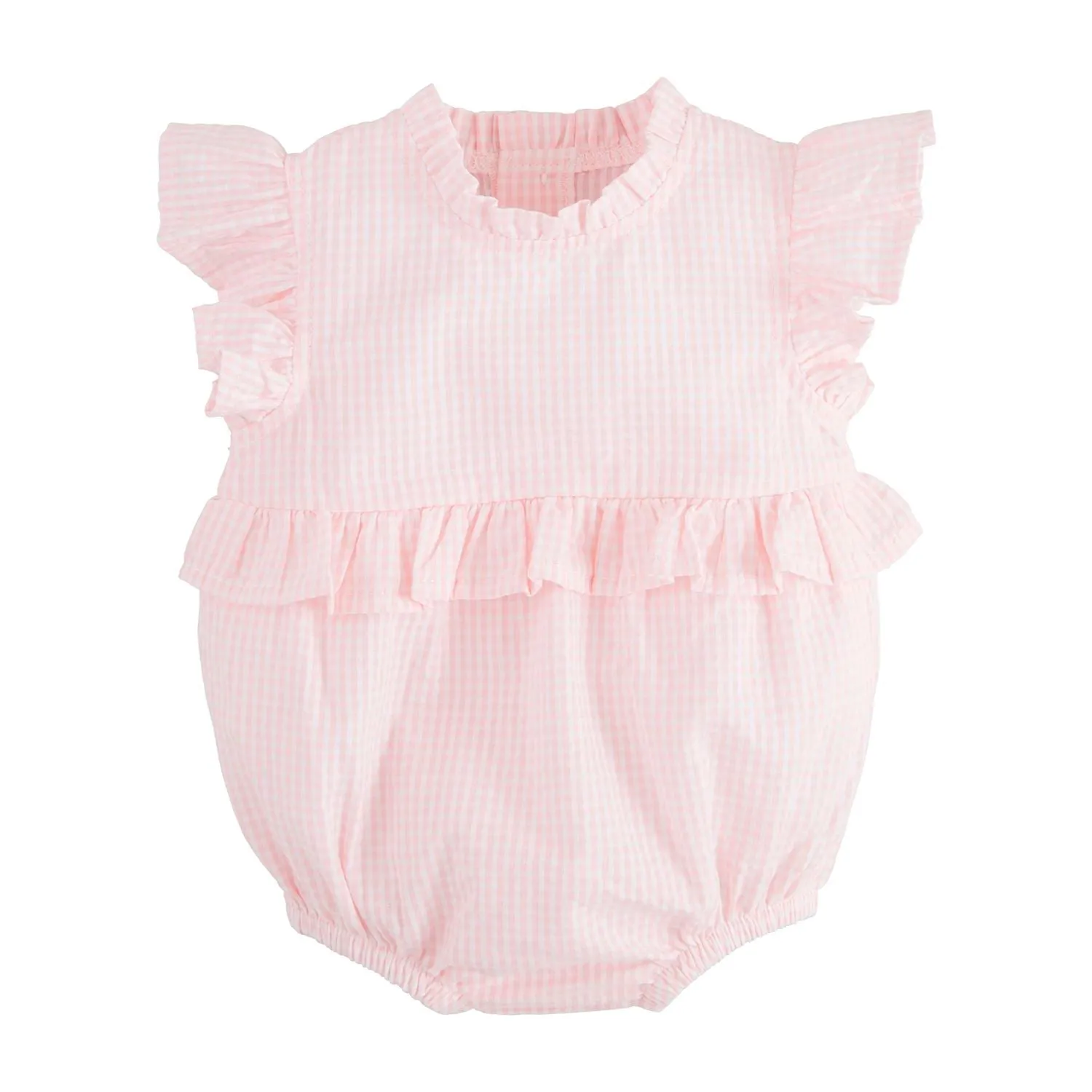 Mud Pie Pink Check Ruffle Bubble