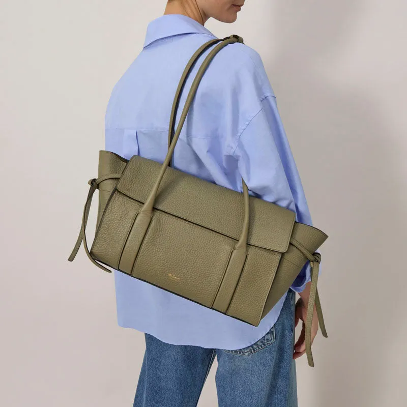 MULBERRY Small Soft Bayswater in Linen Green Heavy Grain