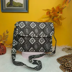 Multizipper Sling 4 Zips Grey Color with Small Flower Design.