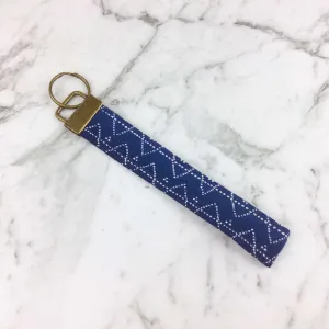 Navy Zig Zag Key Fob.