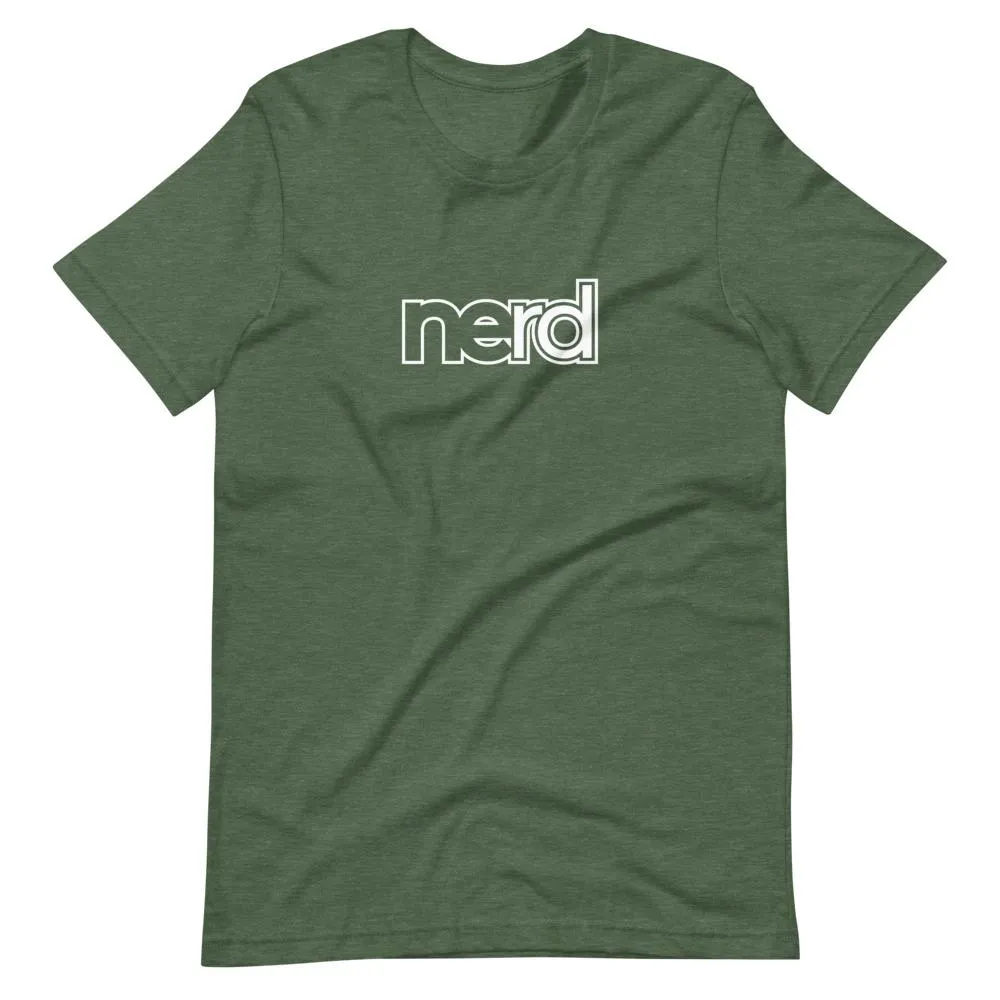 neRD Logo White | Unisex Cotton Crew | Various Heather Colors
