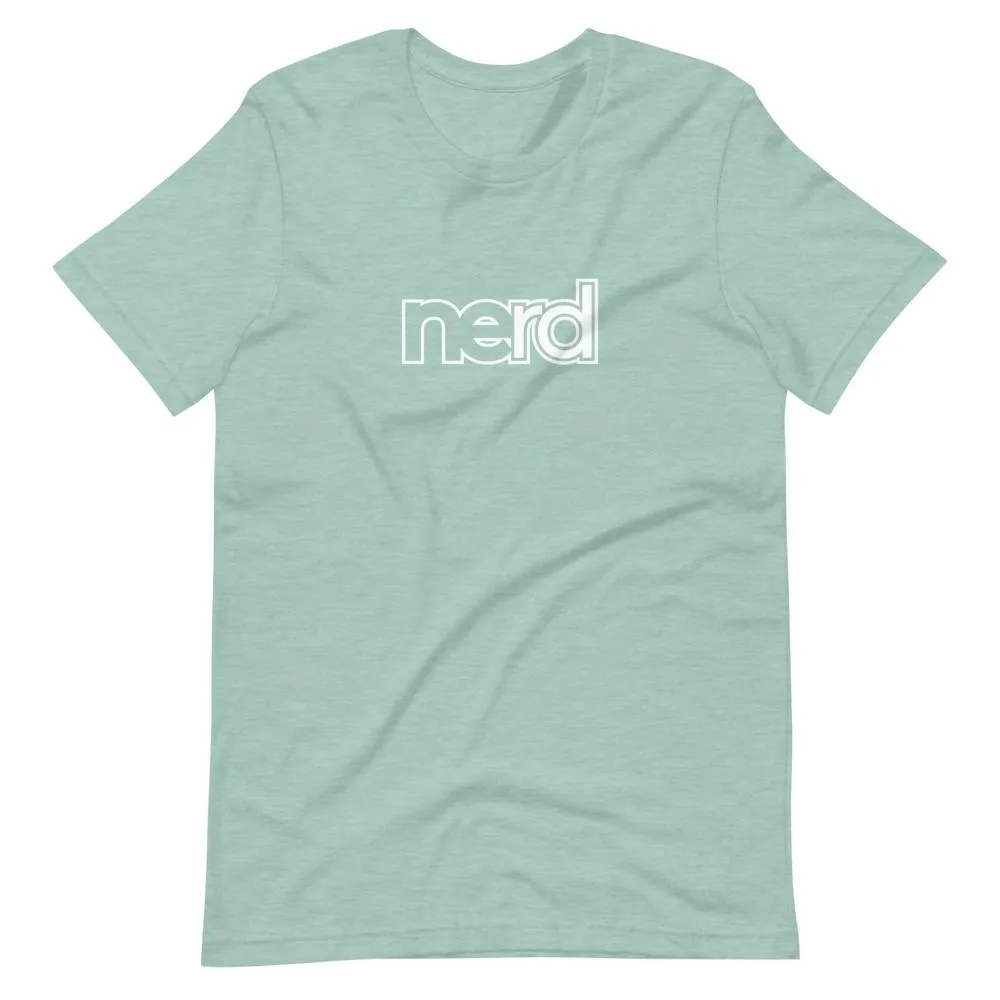 neRD Logo White | Unisex Cotton Crew | Various Heather Colors
