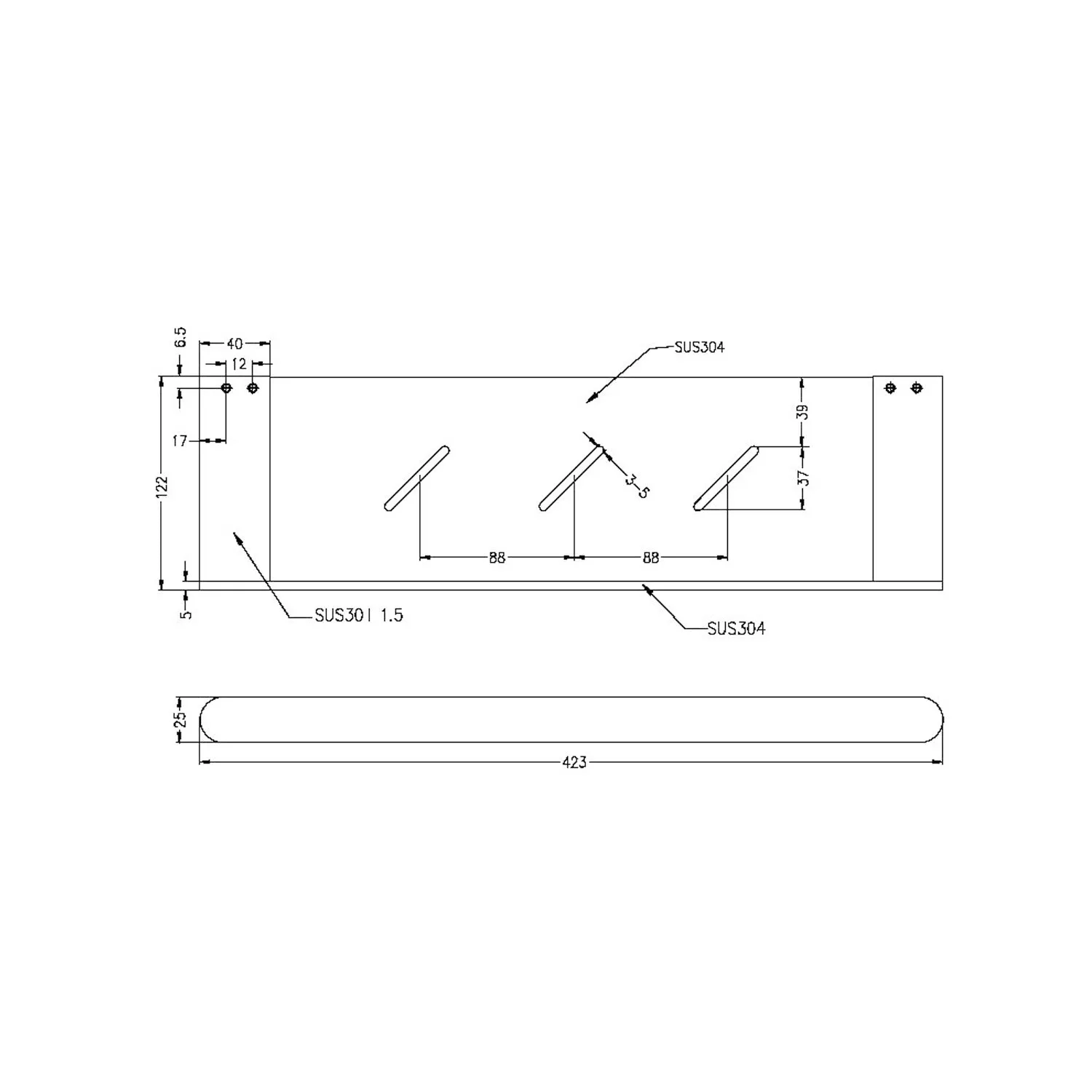 Nero Bianca Metal Shower Shelf - Brushed Bronze