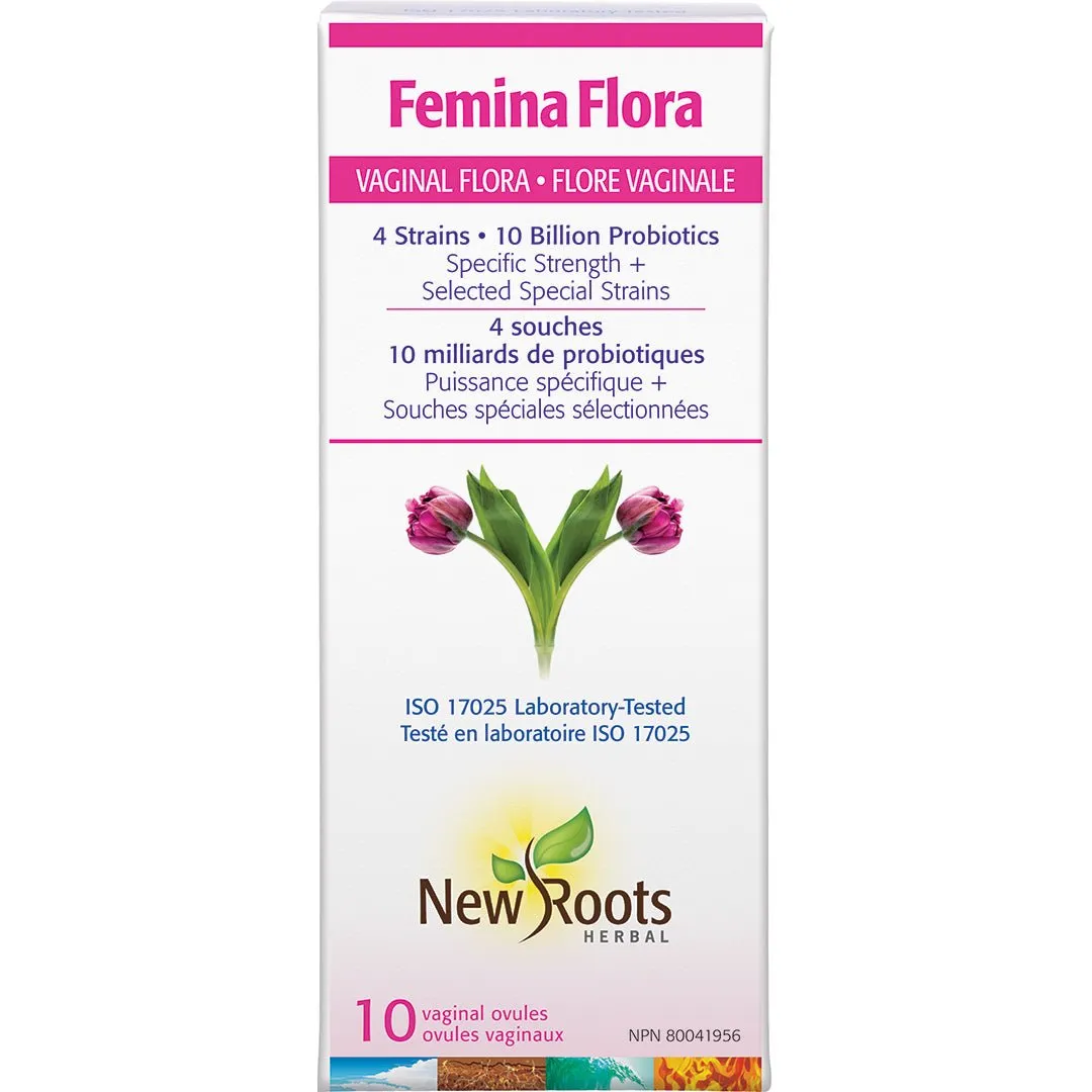 New Roots Femina Flora 10 Vaginal Ovules with Applicator