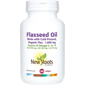 New Roots Flaxseed Oil 1000 mg 180 Capsules