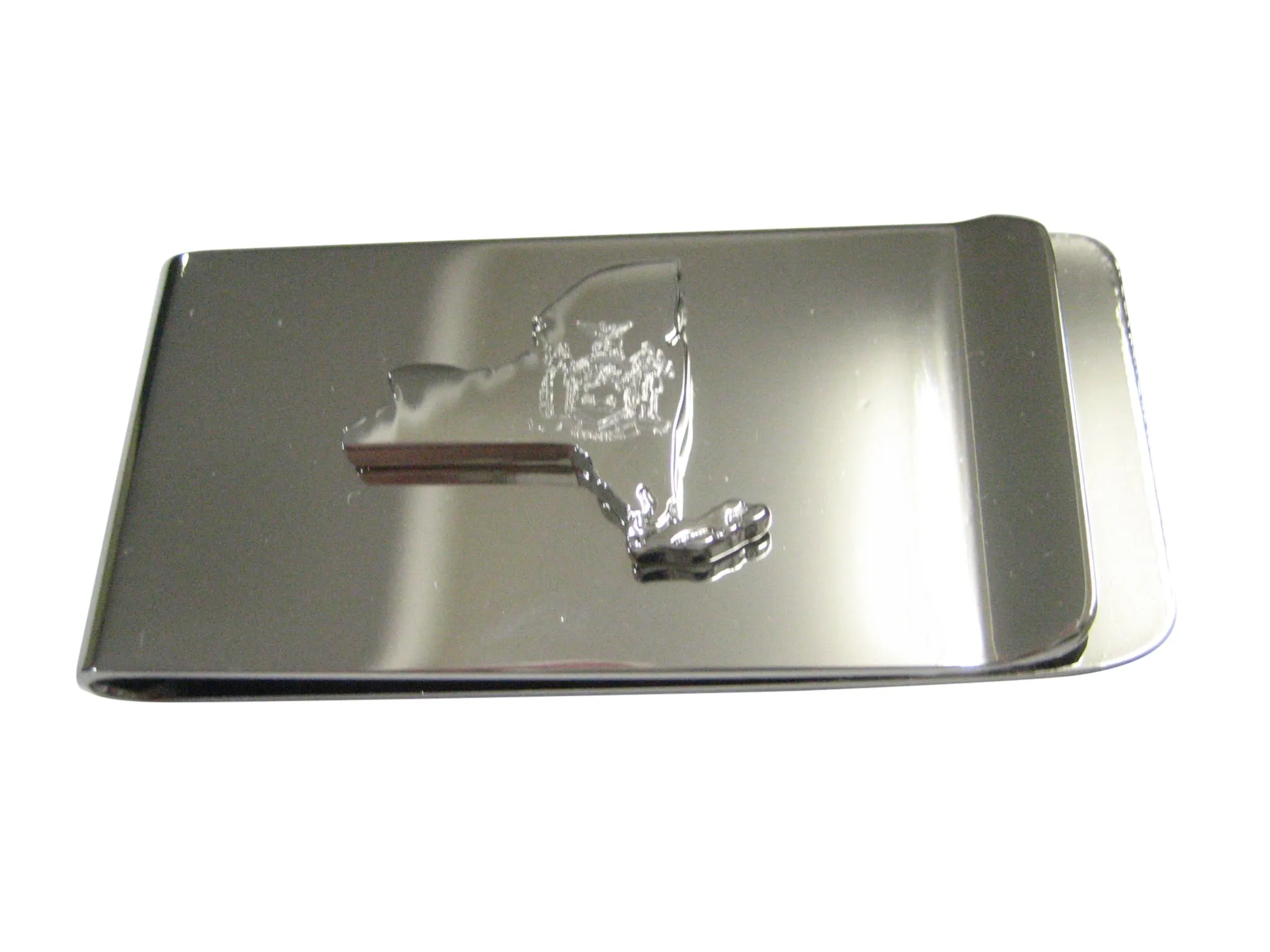 New York State Map Shape and Flag Design Money Clip