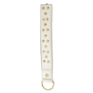 Newport Leather Gold Studded Keychain: Ivory