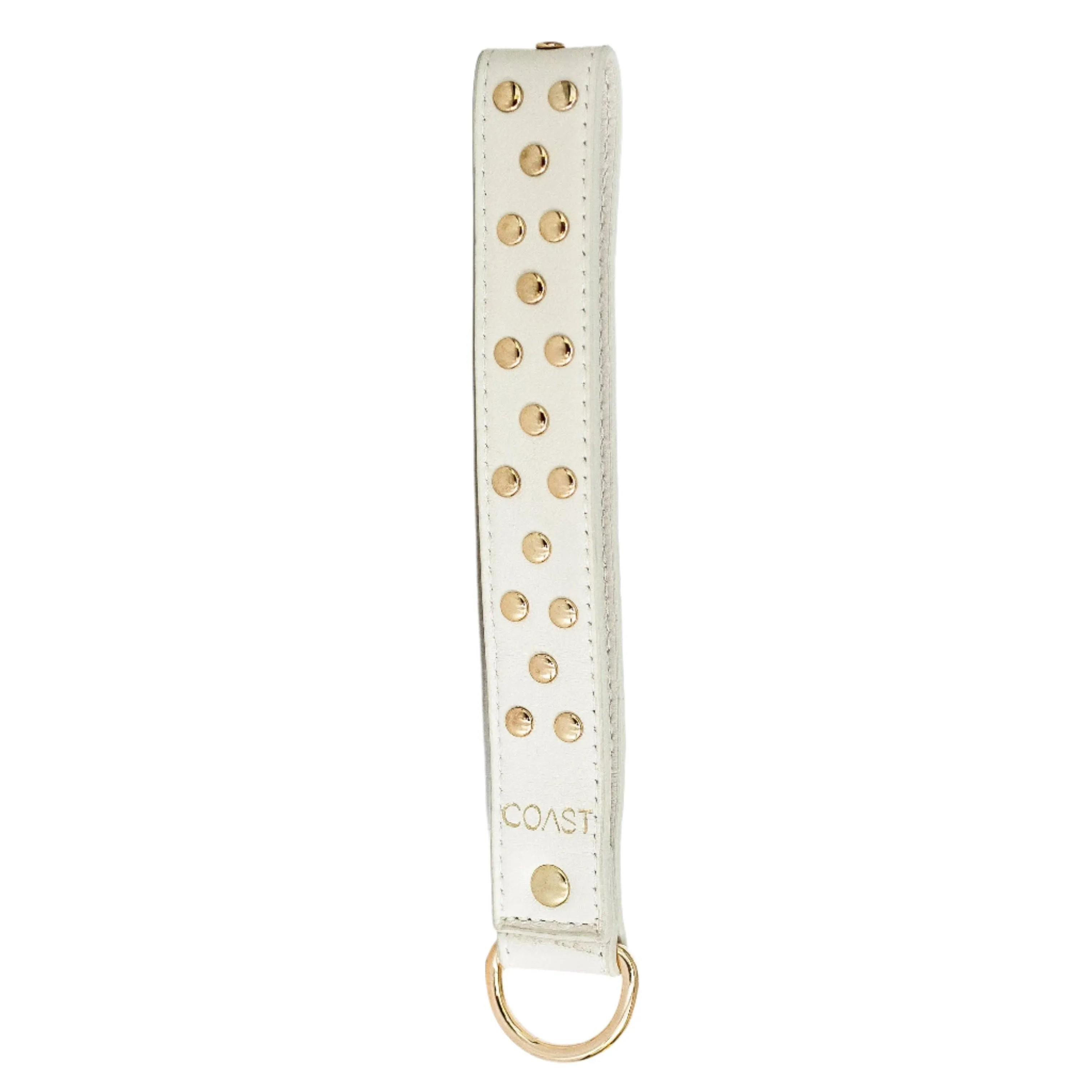 Newport Leather Gold Studded Keychain: Ivory