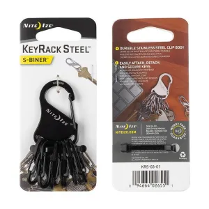 NITE IZE-KEYRACK LOCKABLE WITH S-BINERS (STEEL)