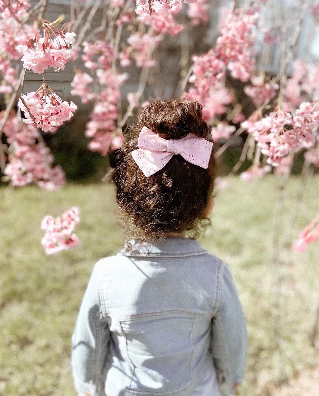 Nyla Knotted Hair Bow - Pink Eyelet