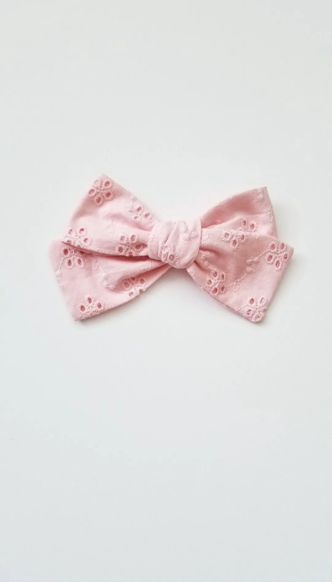 Nyla Knotted Hair Bow - Pink Eyelet