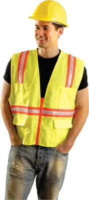 OccuNomix Non-ANSI Contractor Style Solid Vests, 3X-L, Hi-Viz Orange; Yellow Contrast Trim, LUX-XTRANS-O3X