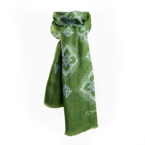 OLIVE GREEN COTTON AND LINEN SCARF