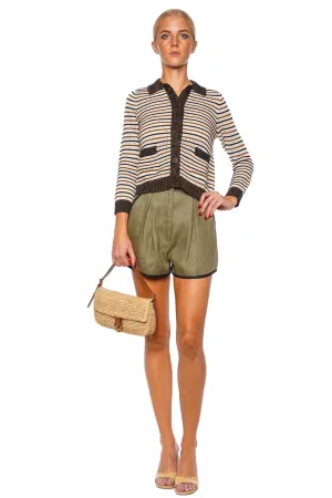 Olive Striped Mesh Cardigan