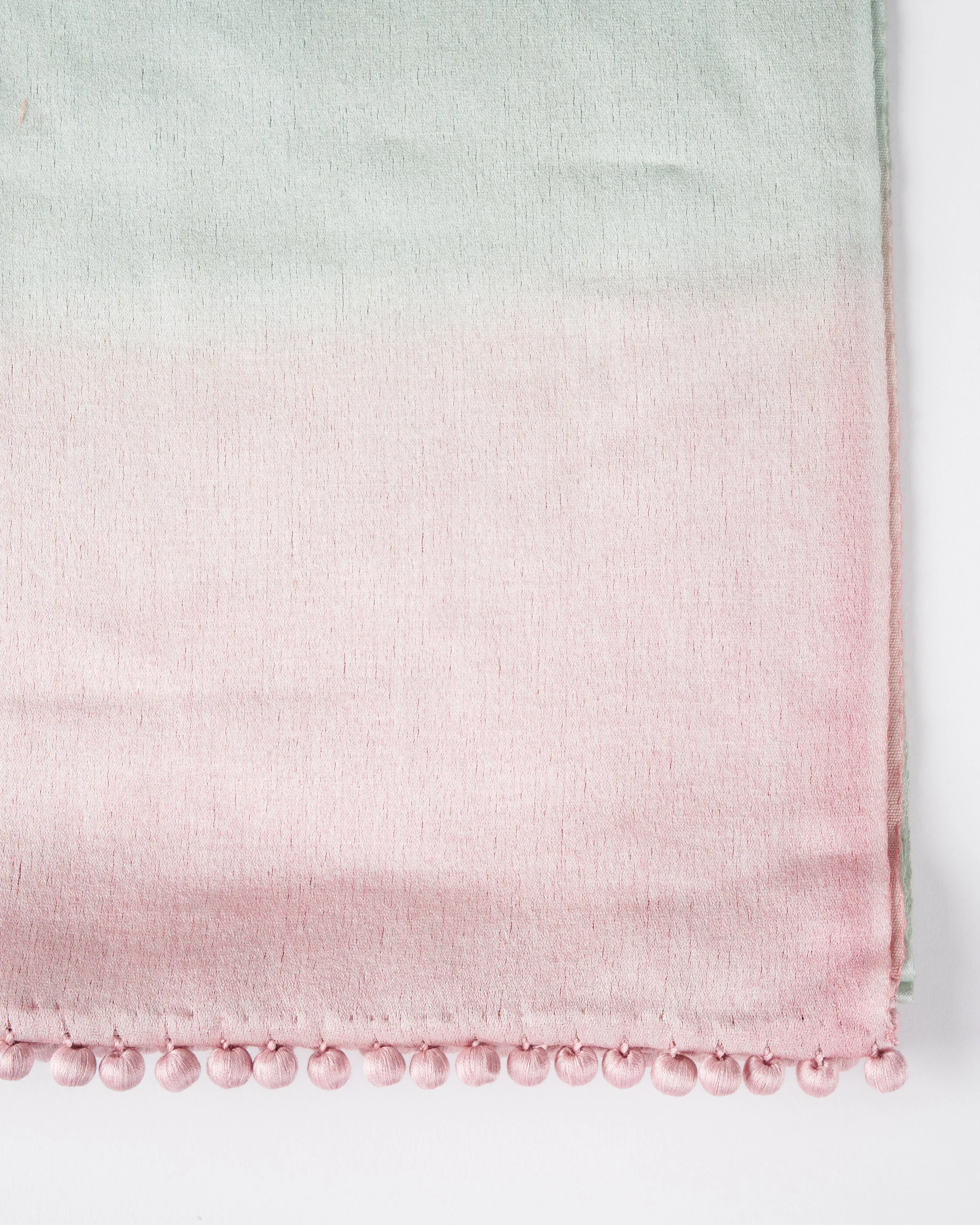 ombre satin cashmere weave stole - aqua