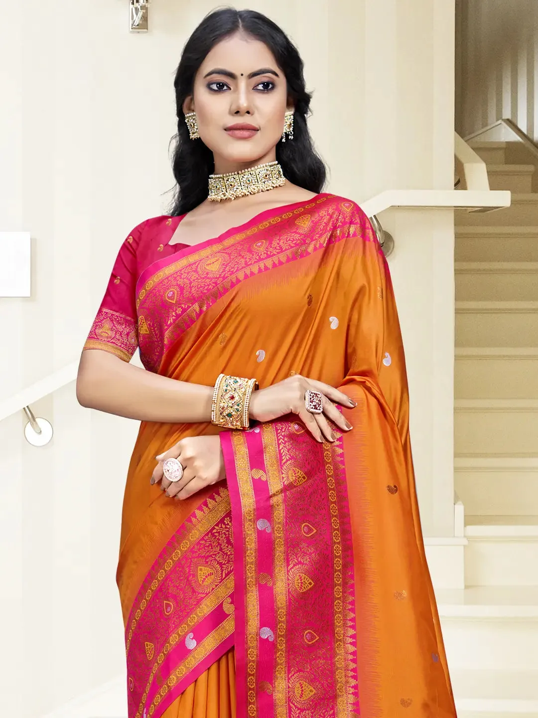 Orange Silk Saree