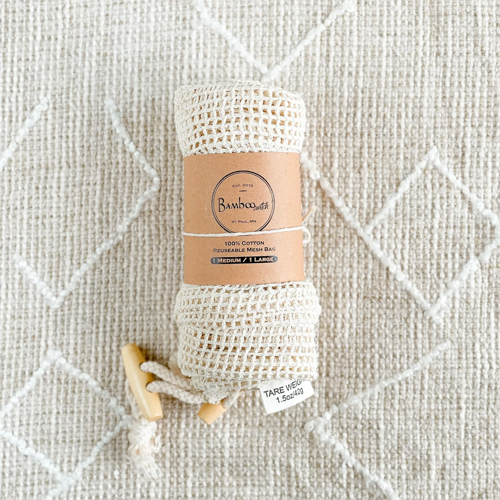 Organic Cotton Mesh Produce Bags (2 Pack) by Bamboo Switch