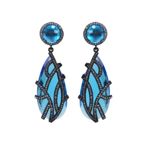 Overlay Earrings, Aquamarine or Turq