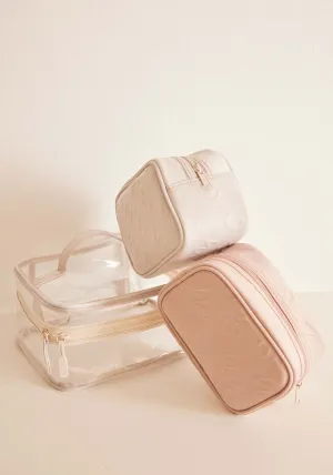 Pack 3 gray and pink logo toiletry bags - Green