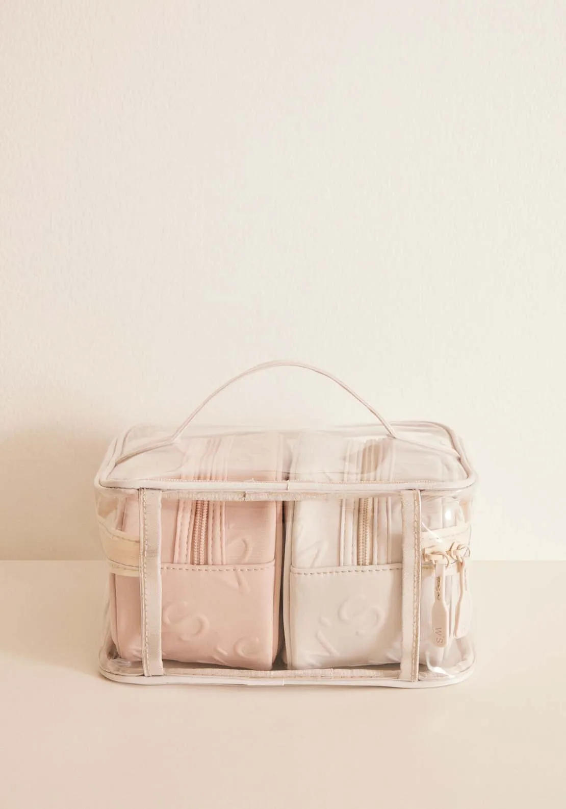 Pack 3 gray and pink logo toiletry bags - Green