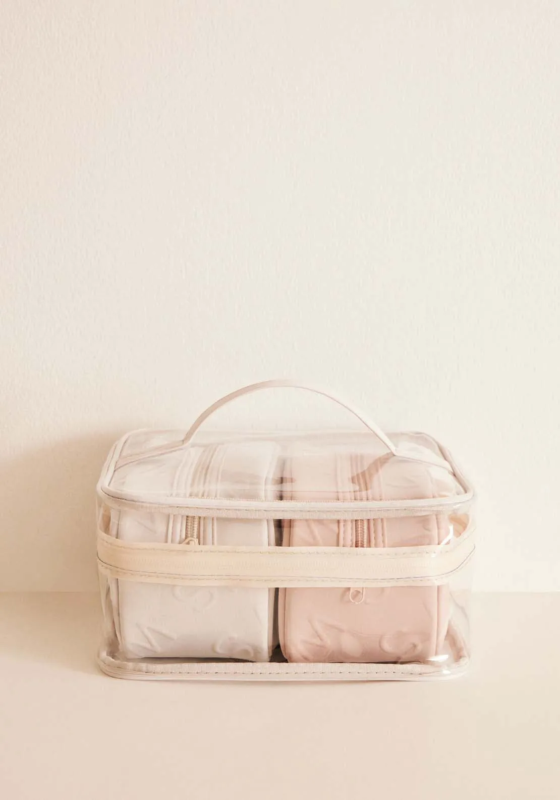 Pack 3 gray and pink logo toiletry bags - Green