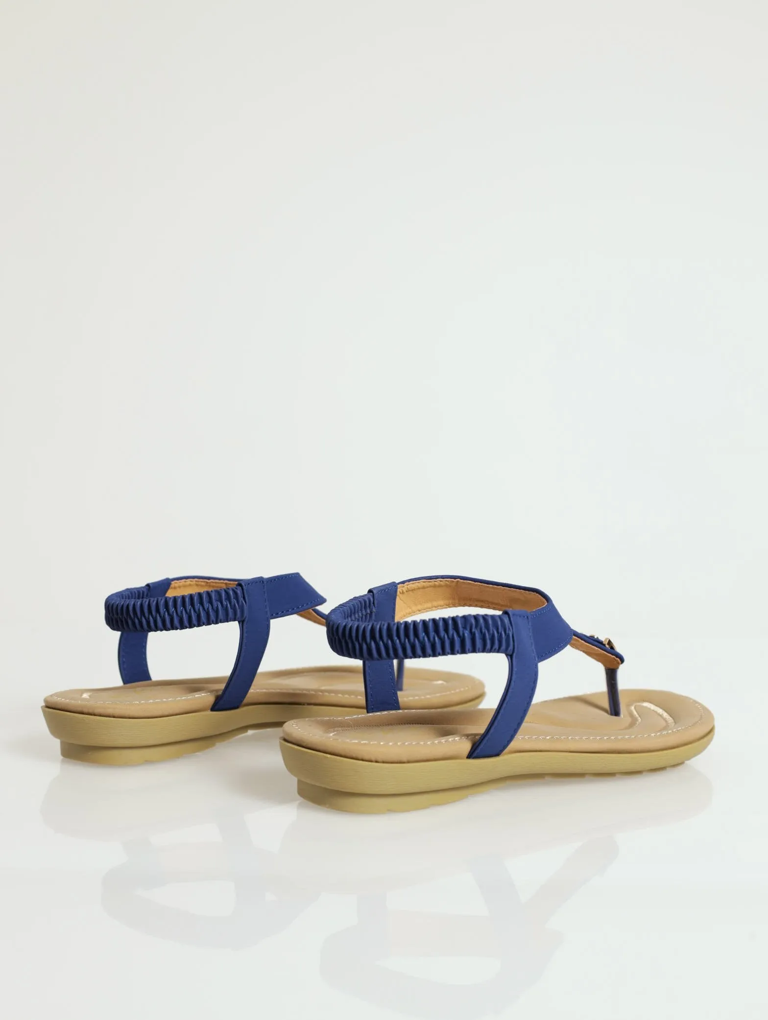 Padded Flattie Thong Sandal With Metal Trim - Navy