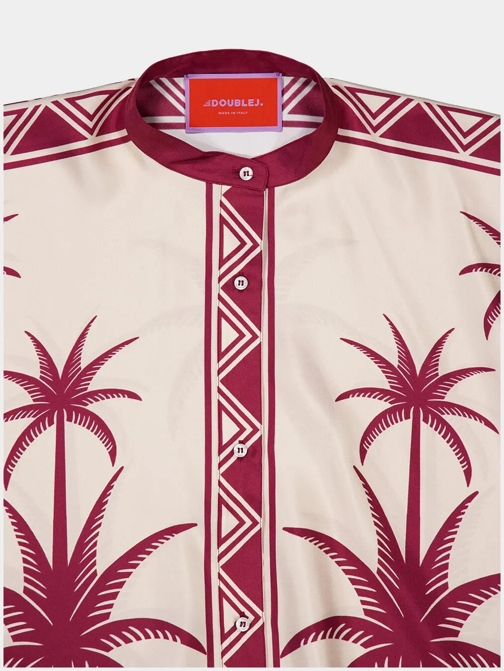 Palm Tree-Print Silk Shirt