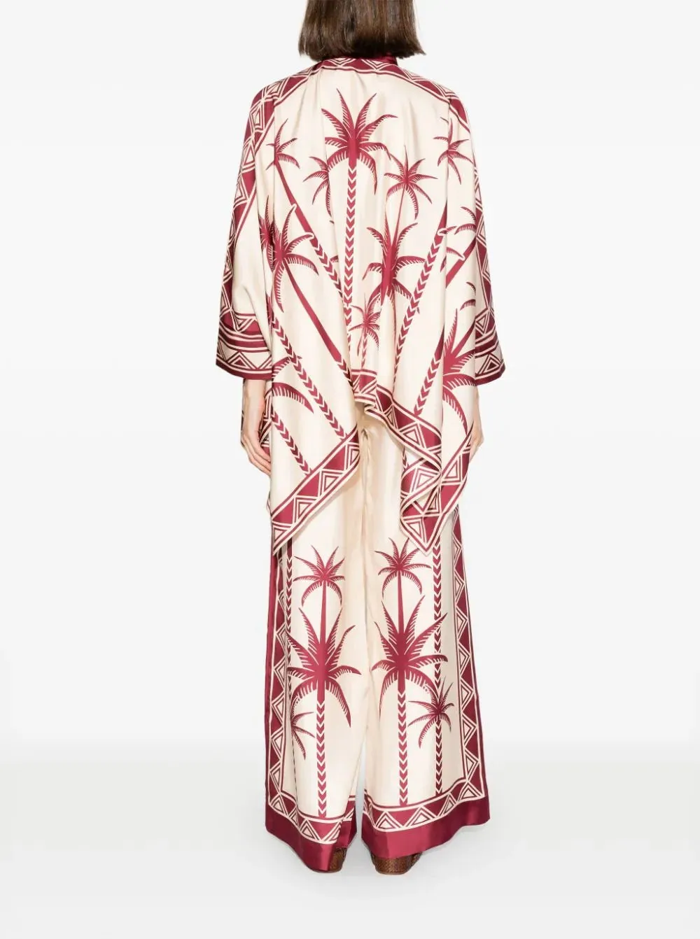Palm Tree-Print Silk Shirt