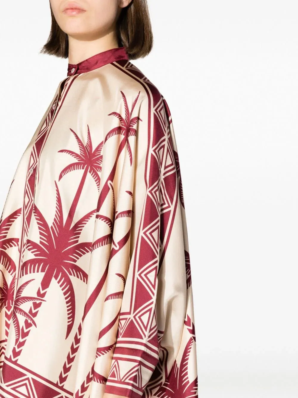 Palm Tree-Print Silk Shirt