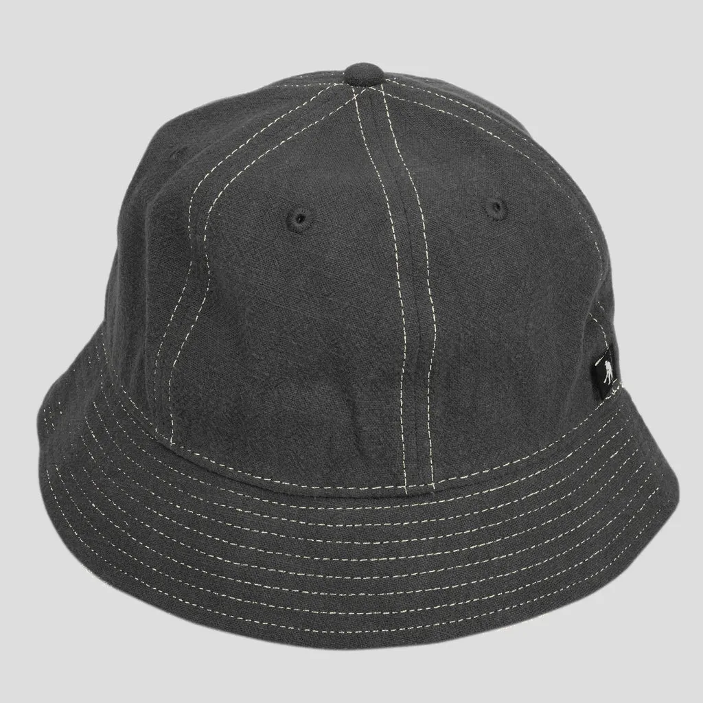 Pass-Port Linen 6 Panel Bucket Hat  - Tar