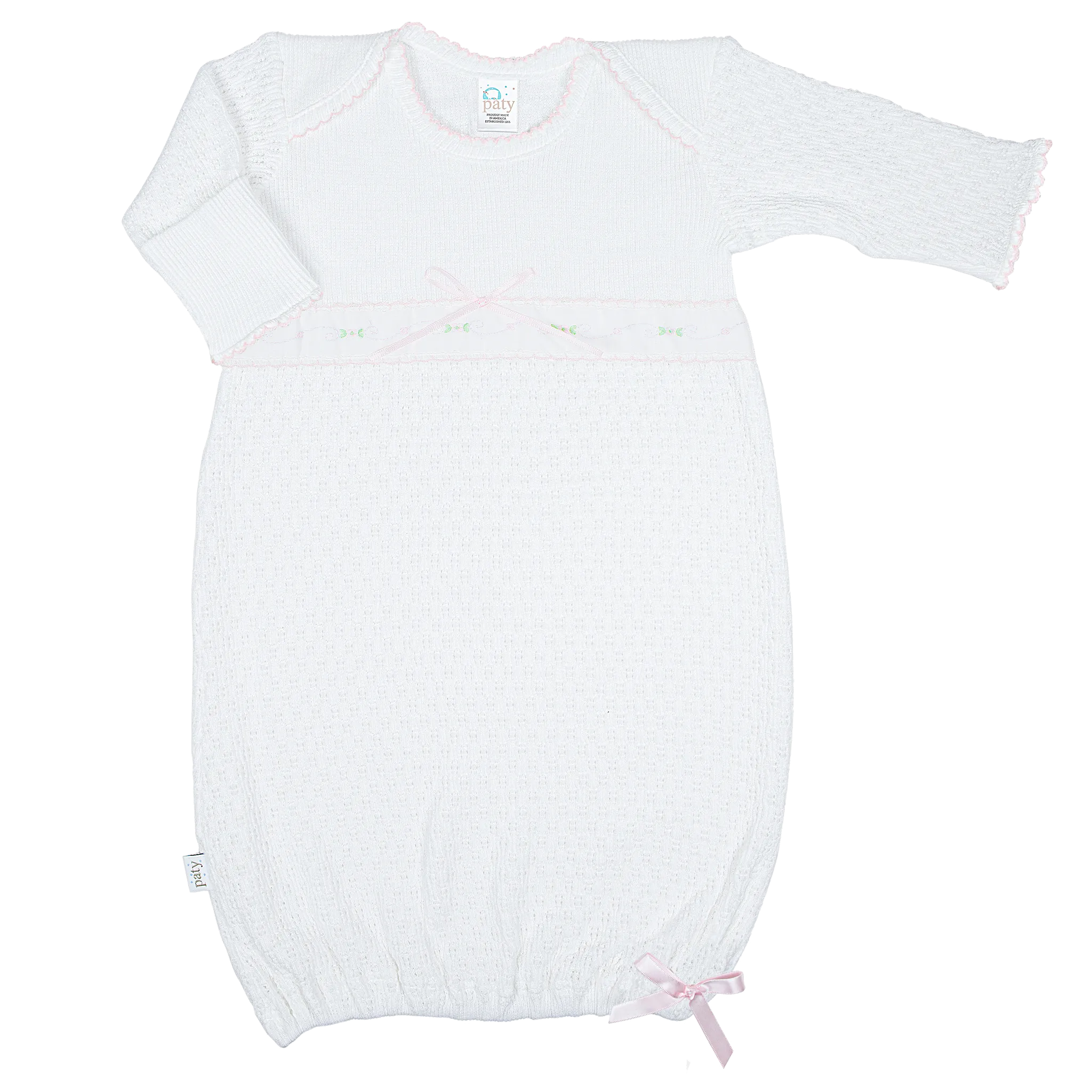 Paty Knit Overlap Shoulder Gown with Swiss Floral #155SWF