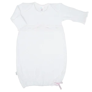 Paty Knit Overlap Shoulder Gown with Swiss Floral #155SWF