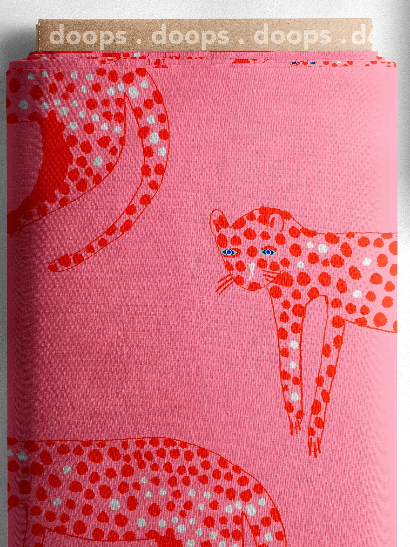Pink Leopard cotton linen (CUT PIECE 1.2CM $15)