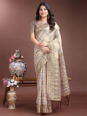 Pink Linen Cotton Saree