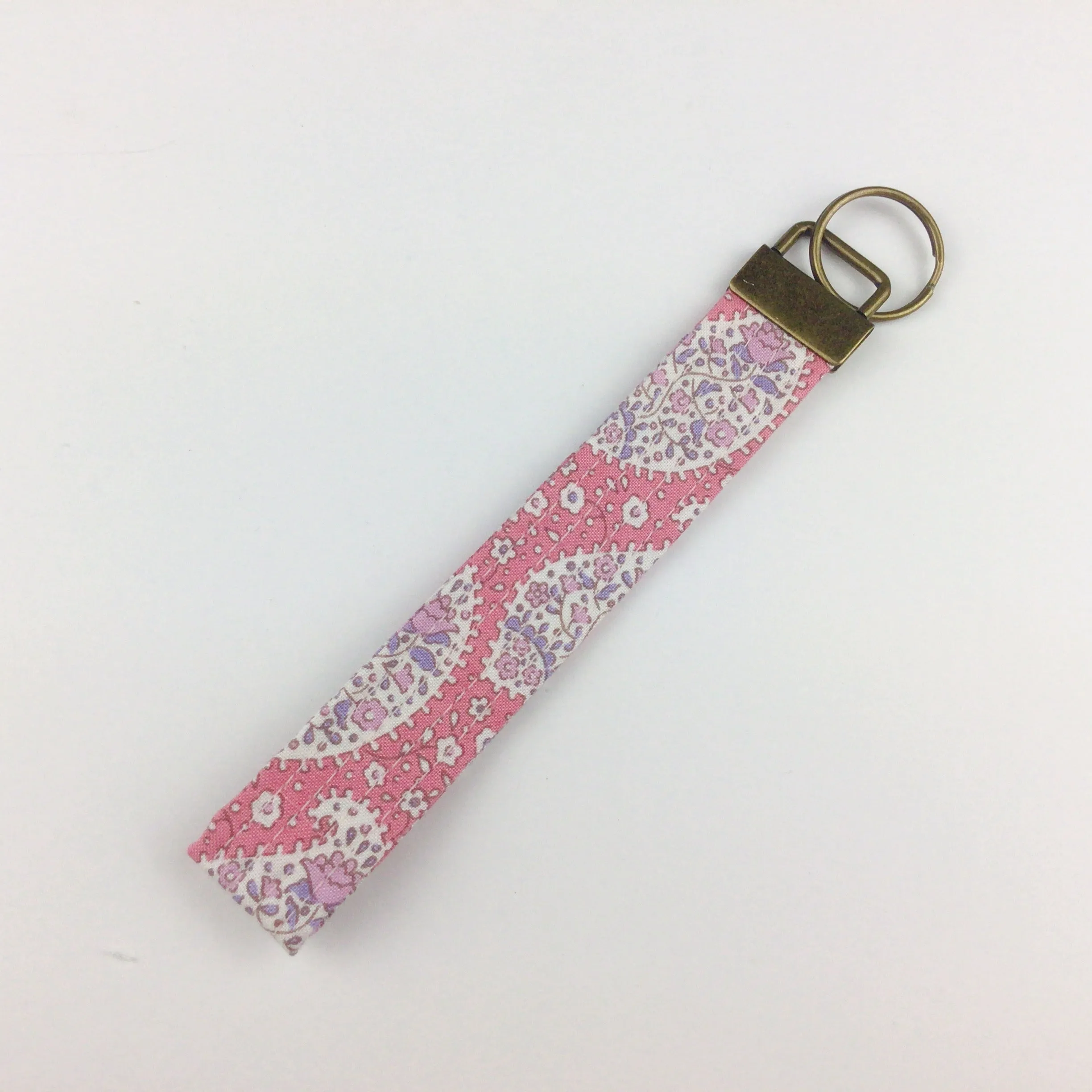 Pink Paisley Print Key Fob. Tilda Design