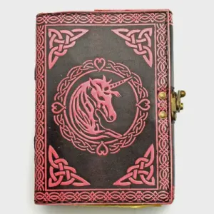 Pink Unicorn Embossed Leather Journal