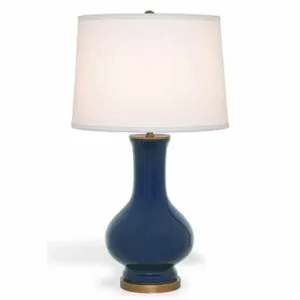 Porcelain Gourd Table Lamp in Cobalt Blue 27"H