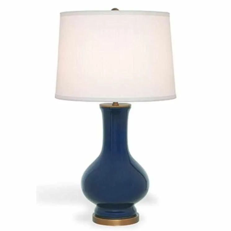 Porcelain Gourd Table Lamp in Cobalt Blue 27"H