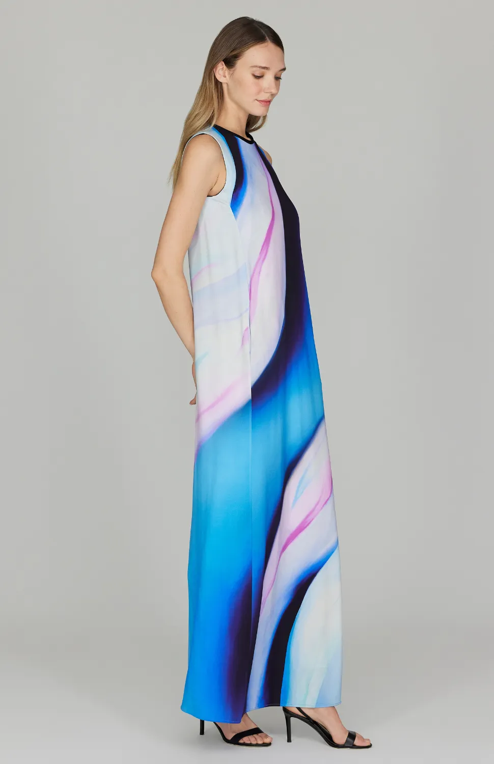 PREORDER Flower Twist Sleeveless Trapeze Gown w/ Bias